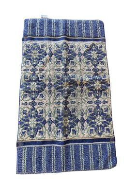 Vintage 1970's Fieldcrest Hand Towel Blue Medallion Design